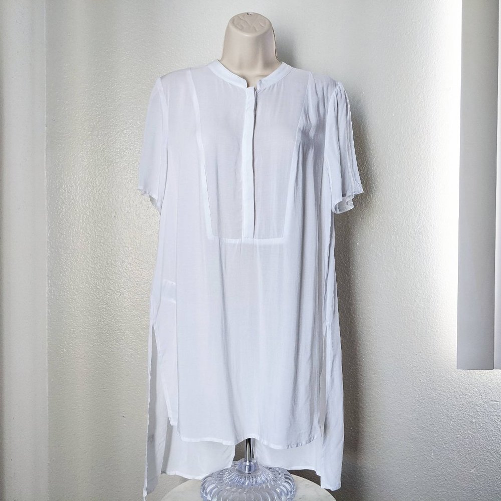 BCBGeneration Optic White Collarless Tunic.